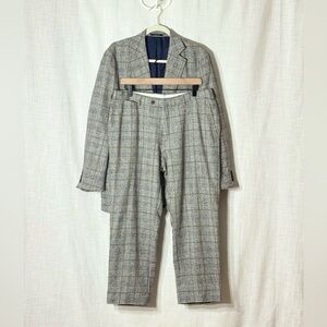 SuitSupply Hudson Gray Plaid Wool Alpaca Ferla 2PC Suit 42R Blazer 34x26 Pants